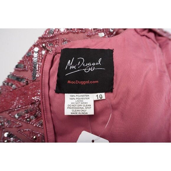 MacDuggal Womans Evening Dress Gown 93550D Sz10 Rosewood Pink Silver Sequin NWT - Picture 6 of 6